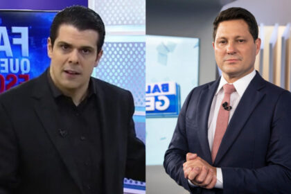 Bispo carlos cacuto apresentando o fala que eu te escuto em montagem com eleandro passaia no balanço geral manhã