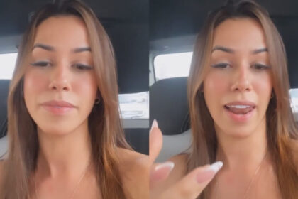 Larissa no carro dela indo para o aeroporto para participar do reencontro com brothers eliminados do BBB 22