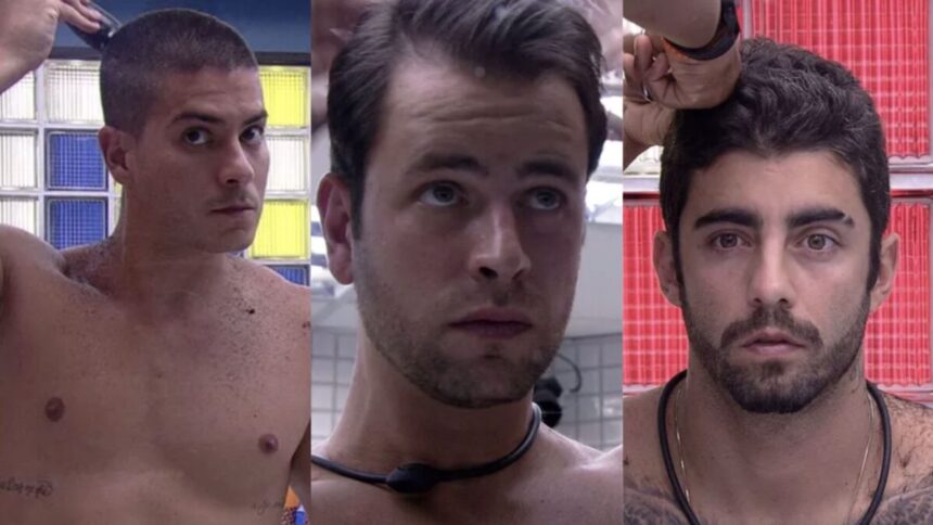 Arthur, Gustavo e Scooby cortando cabelo.