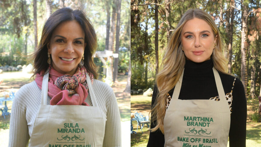 Sula Miranda e Marthina Brandt no jardim do Bake Off
