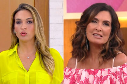 Talitha morete (mais você) e fátima bernardes (encontro) em uma montagem