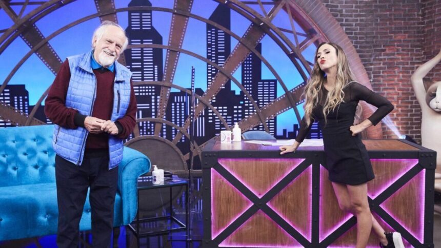 Ary Fontoura e Tatá Werneck nos estúdios do Lady Night
