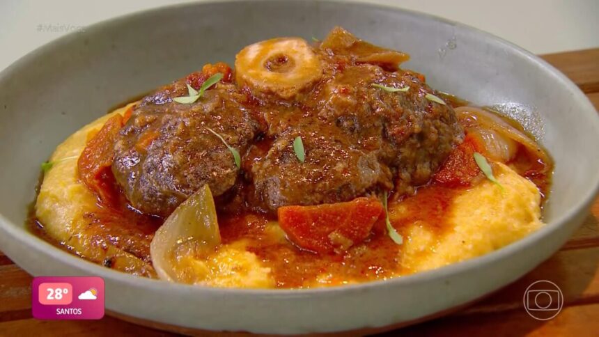 Ossobuco de forno pronto no cenário do Mais Você
