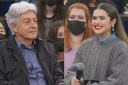 Caco Barcellos e Maisa Silva participando do Altas Horas