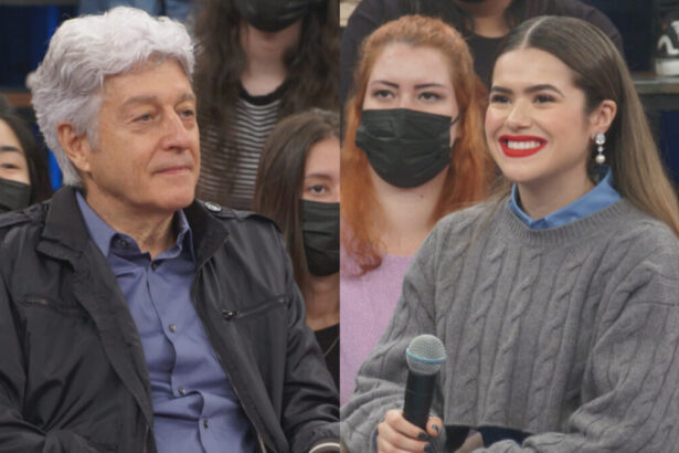 Caco Barcellos e Maisa Silva participando do Altas Horas