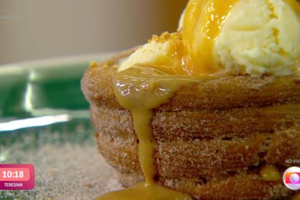 Cestinha de Churros da ana Maria Braga já pronto no cenário do Mais Você