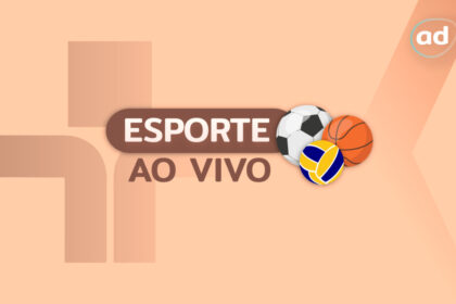 Arte gráfica do esporte ao vivo com o logo da TV cultura, bola de futebol, basquete e vôlei