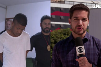 Montagem com suspeito de esfaquear o repórter Gabriel Luiz da TV Globo Brasília