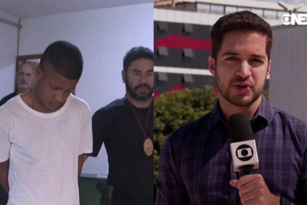 Montagem com suspeito de esfaquear o repórter Gabriel Luiz da TV Globo Brasília