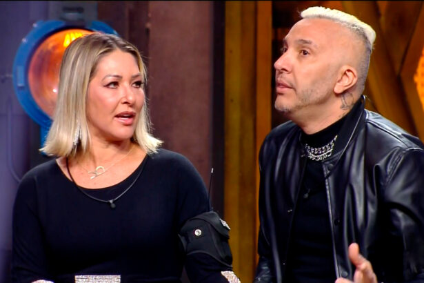 Baronesa e Rogério no cenário de eliminação do Power Couple Brasil 6