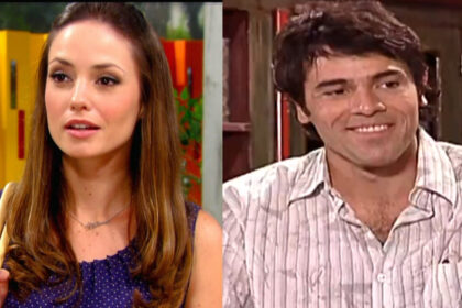 Professora helena (rosanne mulholland) de carrossel em montagem com josé armando (claudio lins) de esmeralda
