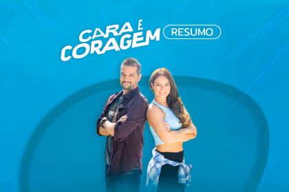 Arte de divulgação do resumo da novela Cara e Coragem