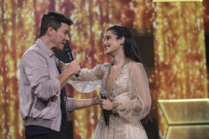 Rodrigo faro e anna maz em trecho da final do reality canta comigo 4