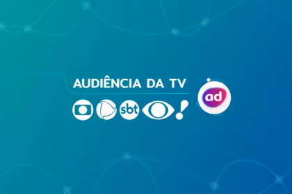 Logo das emissoras TV Globo, Record TV, SBT, Band e RedeTV na arte de divulgação dos dados de audiência da TV, os consolidados, junto ao logo do Portal Alta Definição