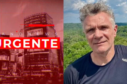Logo de urgente da BandNews TV em montagem com Dom Phillips