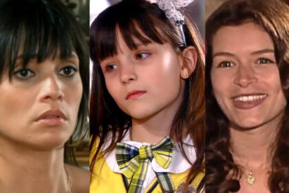 Trecho das novelas chamas da vida, carrossel e emeralda em uma montagem