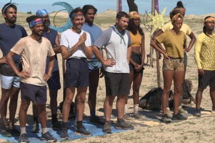 Ninha, Flávia, Lucas, Victor, Janaron, Ipojucan, Pedro, Andrea, Clécio e Charles durante gravação da 15ª prova de imunidade de No Limite, da TV Globo