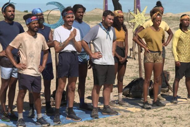 Ninha, Flávia, Lucas, Victor, Janaron, Ipojucan, Pedro, Andrea, Clécio e Charles durante gravação da 15ª prova de imunidade de No Limite, da TV Globo