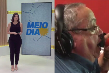 Montagem com Anne Barreto e o narrador Roberto Queiroz