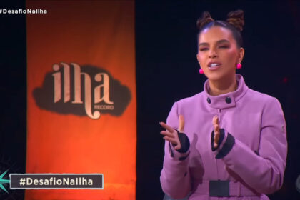 Mariana rios em trecho do reality ilha record, no local de provas
