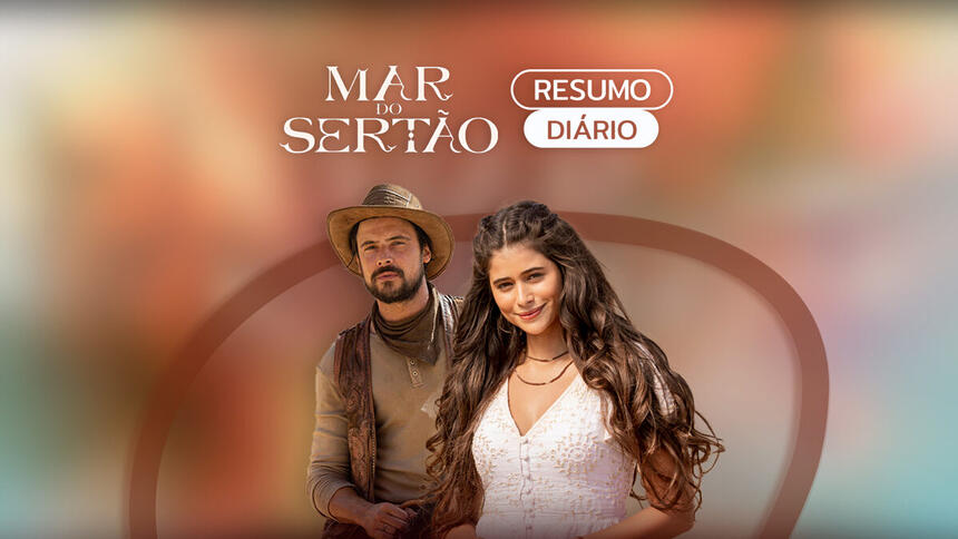 Arte de divulgação do resumo diário da novela Mar do Sertão