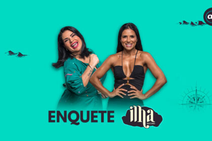 Arte de Divulgação da enquete do 3º desavio de sobrevivência dodo Ilha Record 2 com Solange Gomes e Jaciara Dias