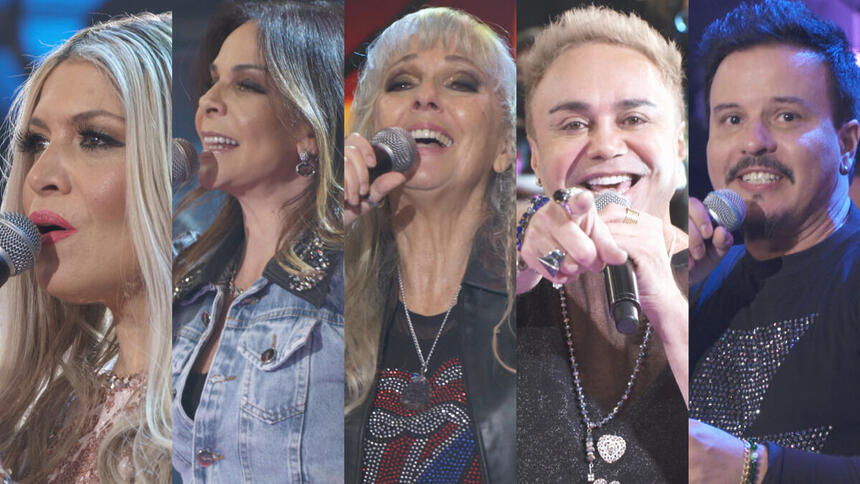 Montagem com os convidados do Altas Horas