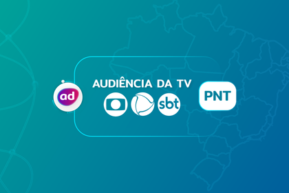 Arte gráfica dos consolidados de audiência da tv globo, record tv, sbt, band e redetv no pnt