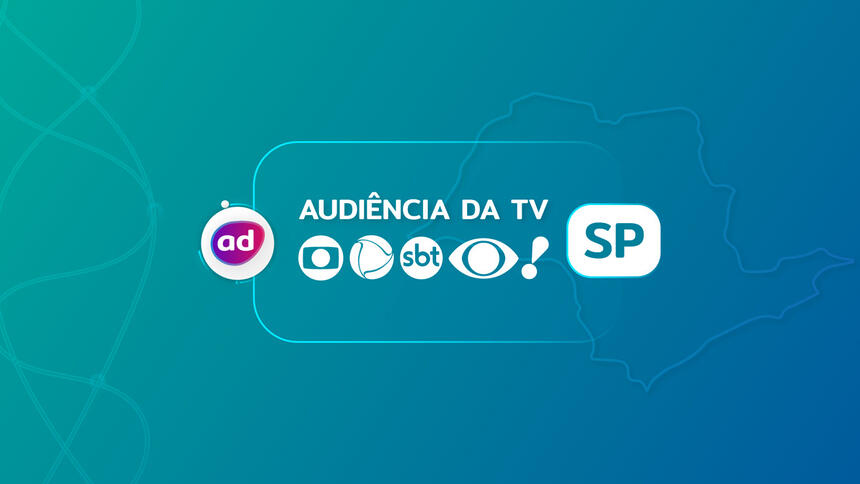 Arte gráfica dos consolidados de audiência da TV Globo, Record TV, SBT, Band e RedeTV em São Paulo