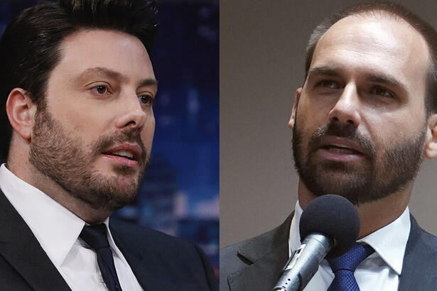 Montagem Danilo Gentili e Eduardo Bolsonaro