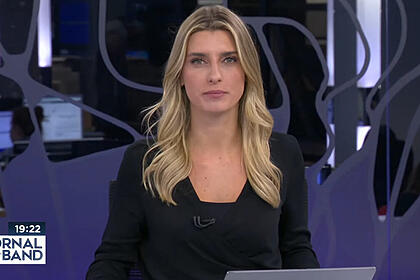 Joana Treptow em trecho do Jornal da Band, na Band