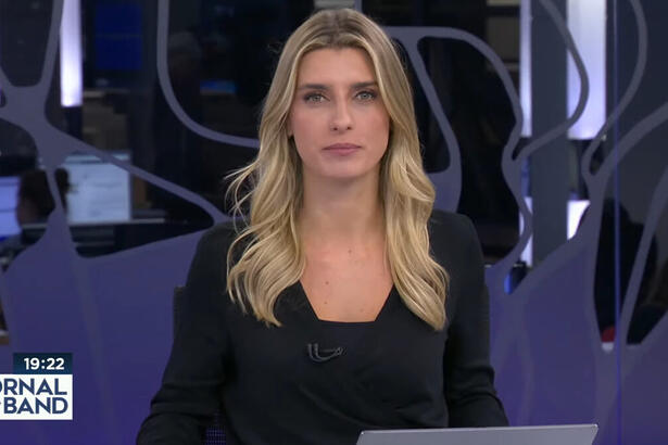 Joana Treptow em trecho do Jornal da Band, na Band