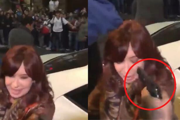 Momento em que homem aponta arma para cabeça da vice-presidente Cristina Kirchner