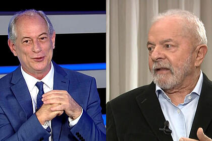Montagem de ciro na record tv e lula em entrevista ao sbt