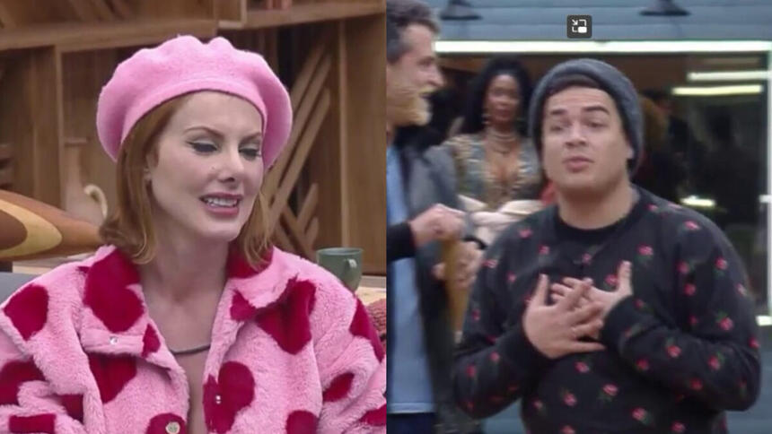 Montagem Deborah discutindo com Lucas em A Fazenda 14
