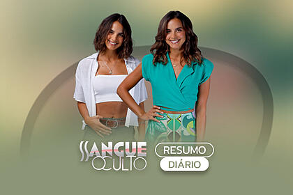 Arte de divulgação do resumo do episódio diário da novela Sangue Oculto da SIC