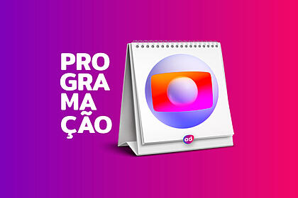Arte gráfica da programação da TV Globo com o logo da emissora