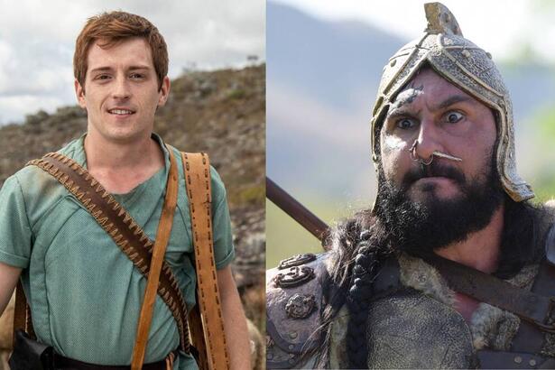 Montagem com Gabriel Vivan (Davi) e Golias (Alexandre Tigano) na série Reis