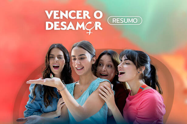 Arte de Divulgação do resumo da novela Vencer o Desamor exibida no SBT