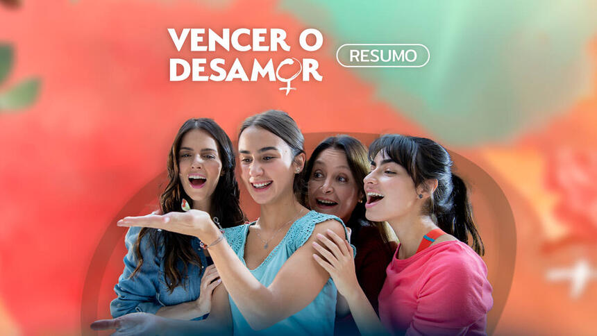 Arte de Divulgação do resumo da novela Vencer o Desamor exibida no SBT