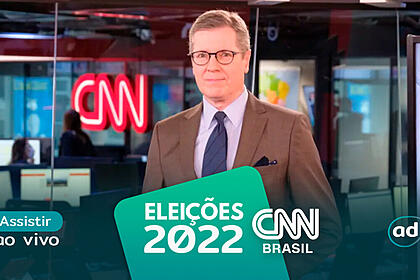 Rodolfo Schneider na arte de divulgação do "Assistir ao vivo" da CNN Brasil nas Eleições 2022
