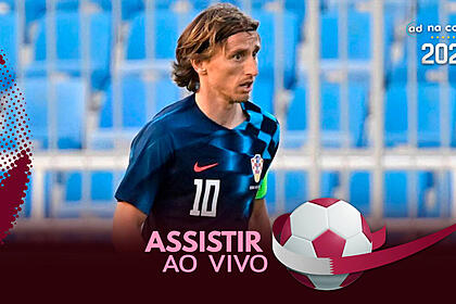 Jogador Modric, com a camisa da Croácia, na arte onde assistir ao jogo Croácia x Canadá