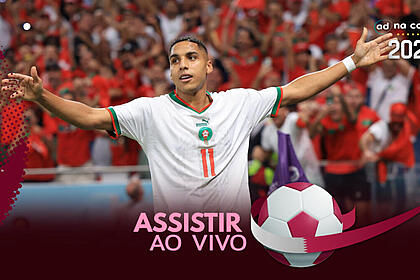 Jogador Sabiri, com a camisa de Marrocos, na arte de onde assistir ao jogo Canadá x Marrocos