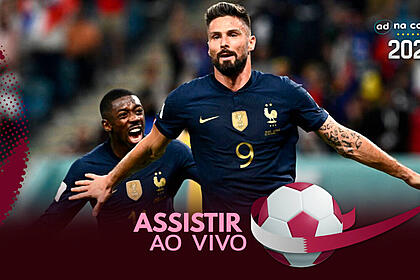 Jogador giroud, com a camisa frança, na arte de onde assistir ao jogo tunísia x frança