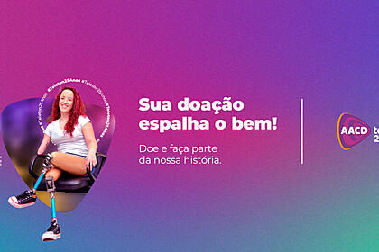 Arte de divulgação do Teleton 2022 com Natália, primeira paciente símbolo da campanha