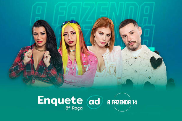 Moranguinho, Ruivinha, Deborah e Alex na divulgação da enquete da Roça A Fazenda 14