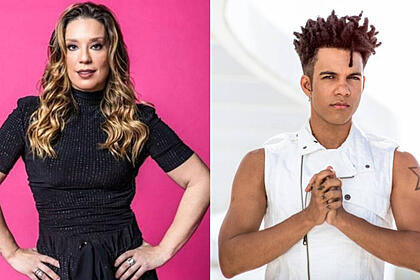Montagem na primeira imagem a atriz Helga Nemeczyk e na segunda foto o cantor Vinicius D'Black