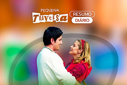 Arte de divulgação do resumo diário da novela Pequena Travessa, exibida no SBT