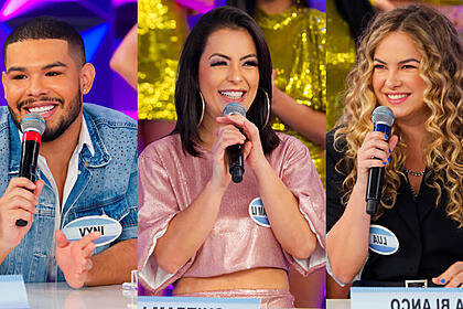 Vyni, Li Martins e Lua Blanco em uma montagem, em trechos do Programa Silvio Santos