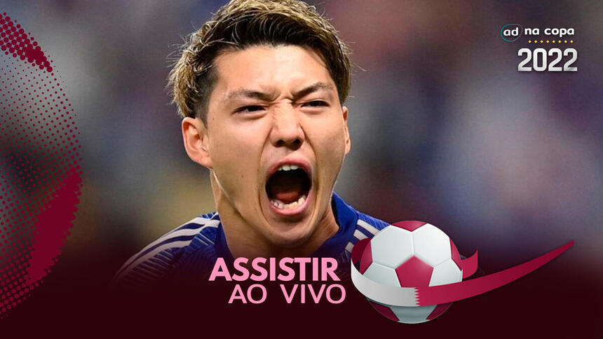 Jogador Ritsu Doan, com a camisa do Japão, na arte de onde assistir ao jogo Japão x Croácia